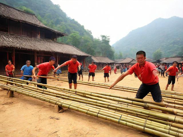 九游体育网站_ 乡村特色竹竿挤拔河，传承传统民俗运动，拔竹竿神器